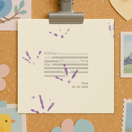 Pigeon postcard with footprints